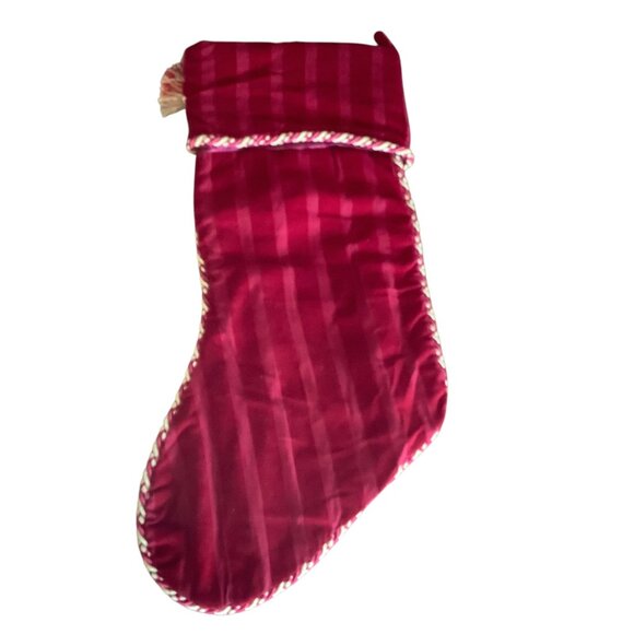 Vintage Victorian Velvet & Satin Christmas Stocking With Tassels & Braided Trim - Picture 4 of 5
